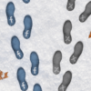 Footprints with Facebook and Twitter logos in the snow depict the journey of Facebook and Twitter