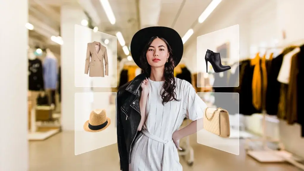 AR VR in Fashion woman searching clothes
